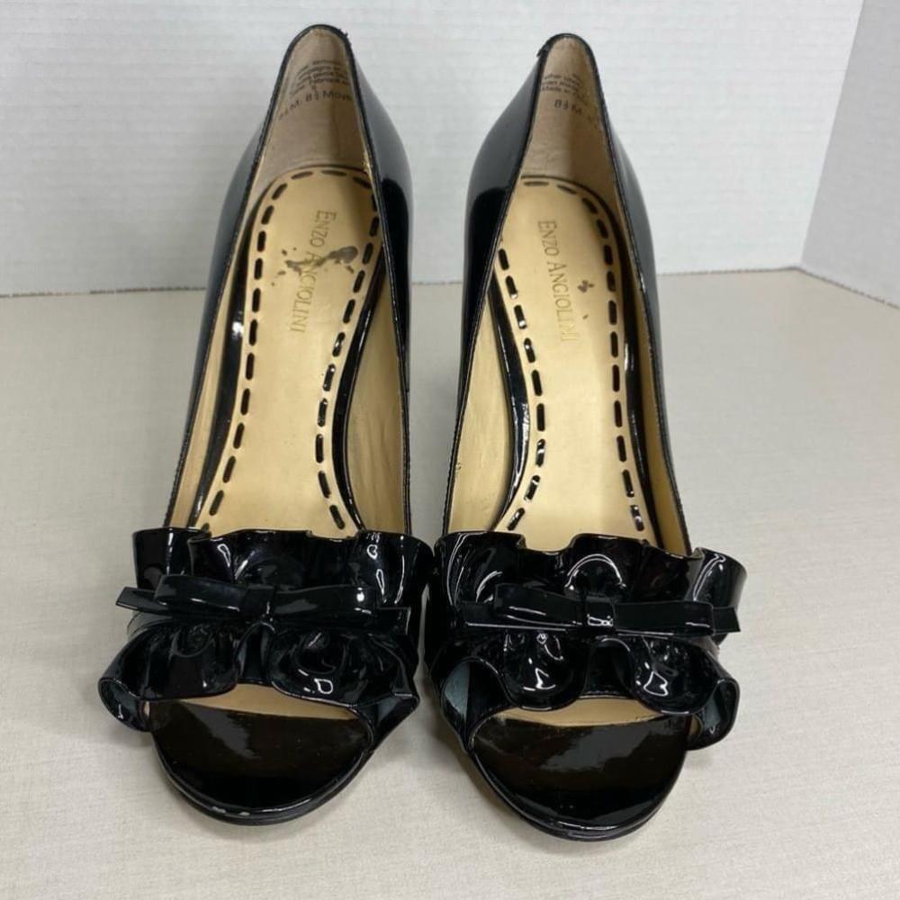 Enzo Angliolini - Black Patent Ruffle Detail Peep Toe - 8.5 - China - Picture 4 of 13